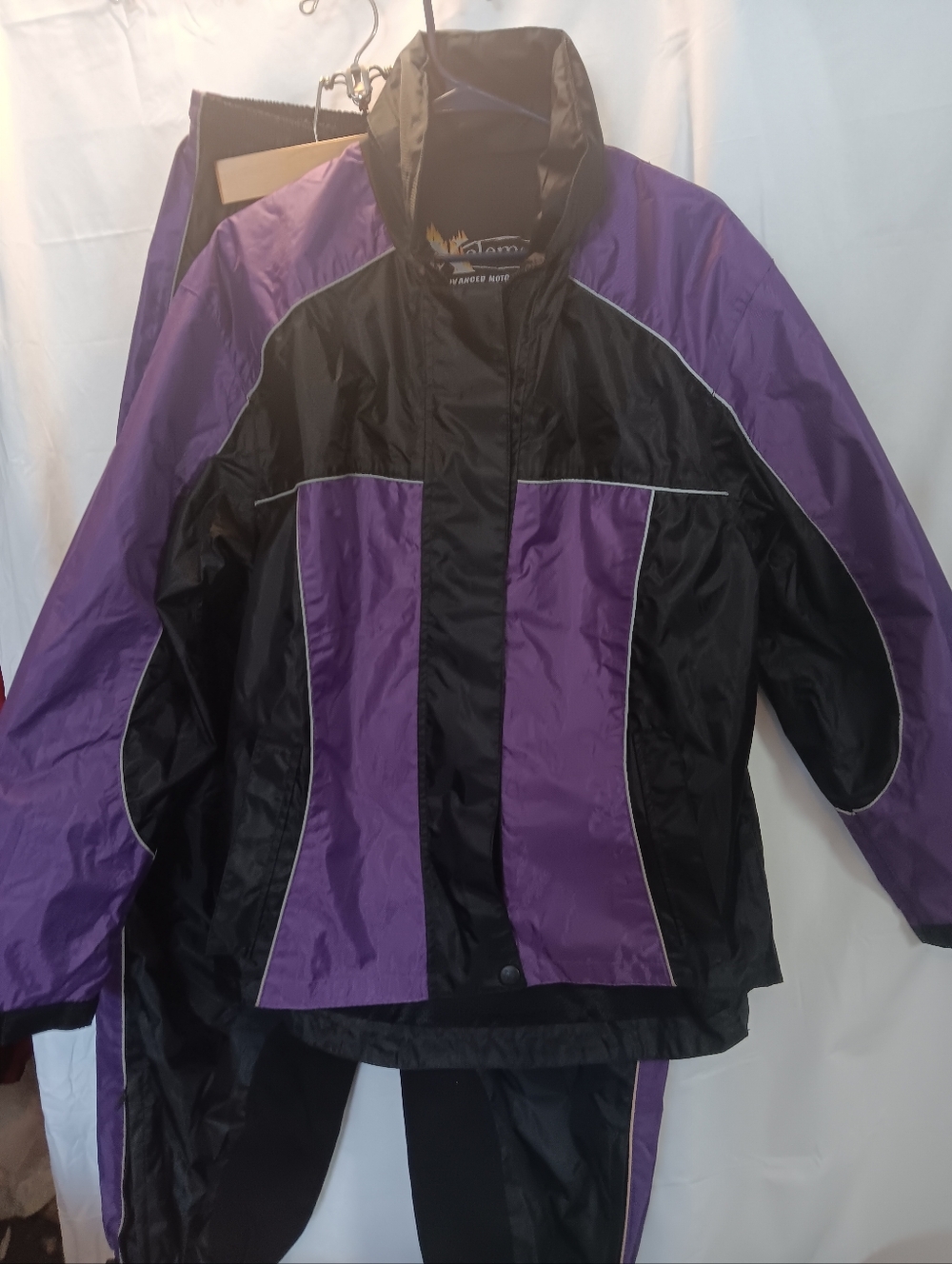 Ladies Purple & Black Motorcycle Gear Rain Suit/heat Resistant Size Medium